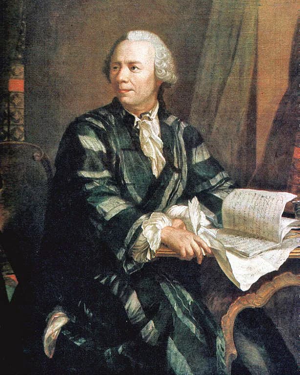 レオンハルト・オイラーの肖像(Leonhard Euler (1707-1783)・出典: Wikimedia Commons・Jakob Emanuel Handmann・Public domain)